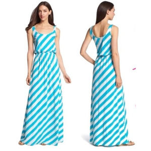LILLY PULITZER Turquoise Stripe Sleeveless Tria Maxi Dress Sz XS